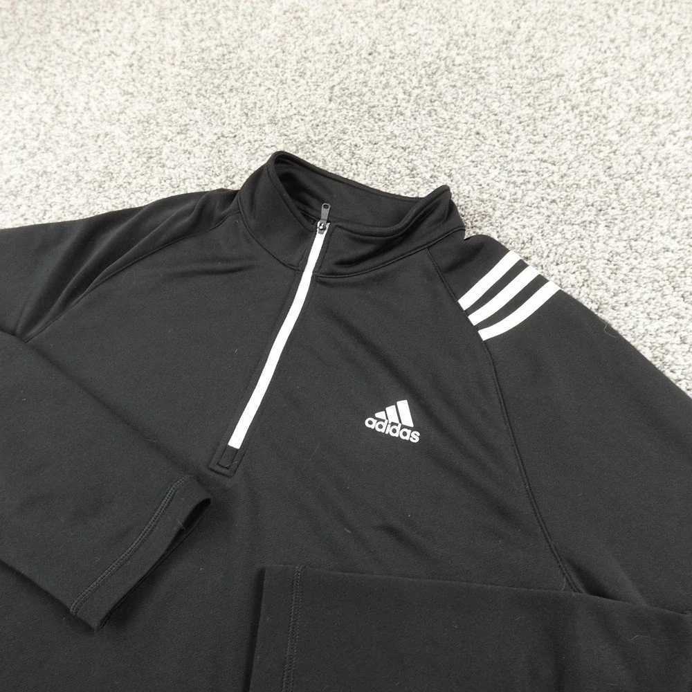 Adidas‎ Pullover Mens L Black 1/4 Zip Golf Long Sleeve Performance Shirt Top Gym
